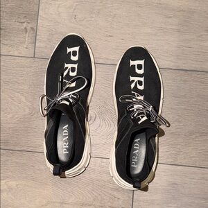 Prada Women's Black and White Logo Sneakers